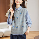Pulôver floral - V-neck Buttons