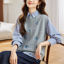 Pulôver floral - V-neck Buttons