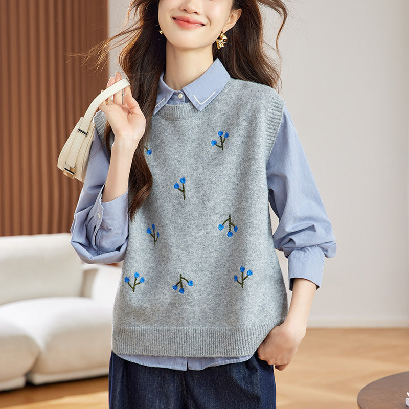 Pulôver floral - V-neck Buttons