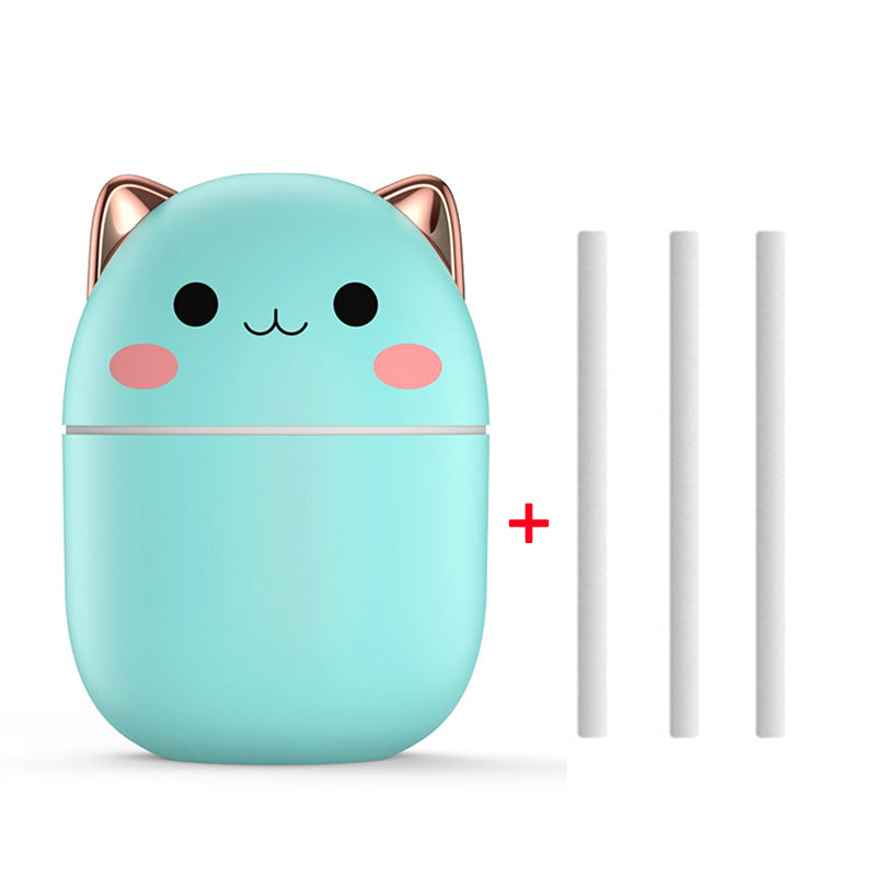Umidificador de Ar Gatinho Fofo – Silencioso, USB, Aromaterapia com LED e Névoa Fria