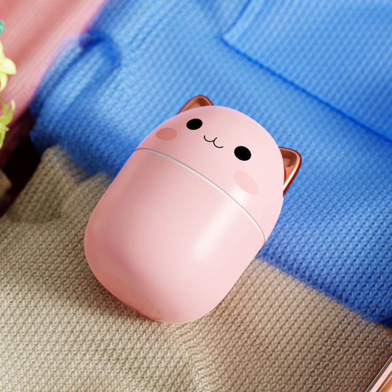 Umidificador de Ar Gatinho Fofo – Silencioso, USB, Aromaterapia com LED e Névoa Fria