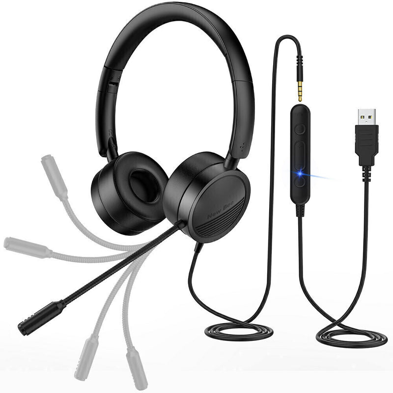 New Bee USB Telephone Headset Computer Wire Control Headset