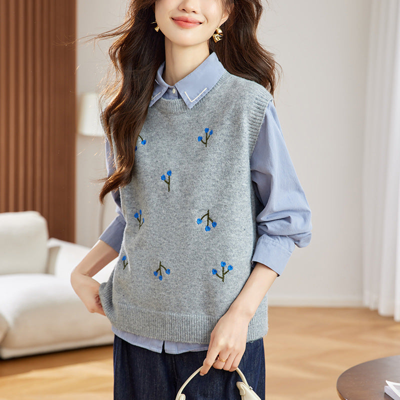 Pulôver floral - V-neck Buttons