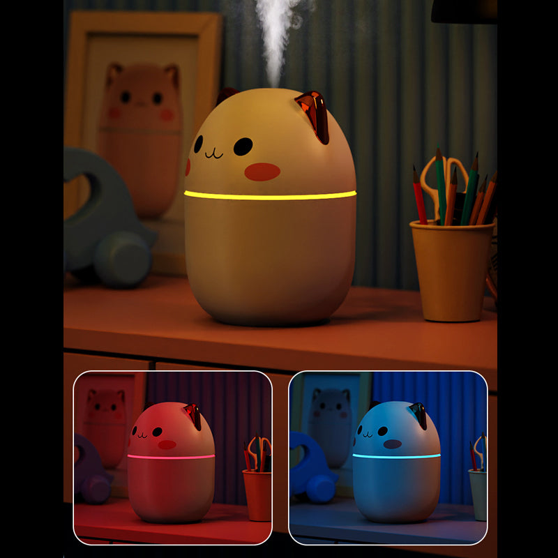 Umidificador de Ar Gatinho Fofo – Silencioso, USB, Aromaterapia com LED e Névoa Fria