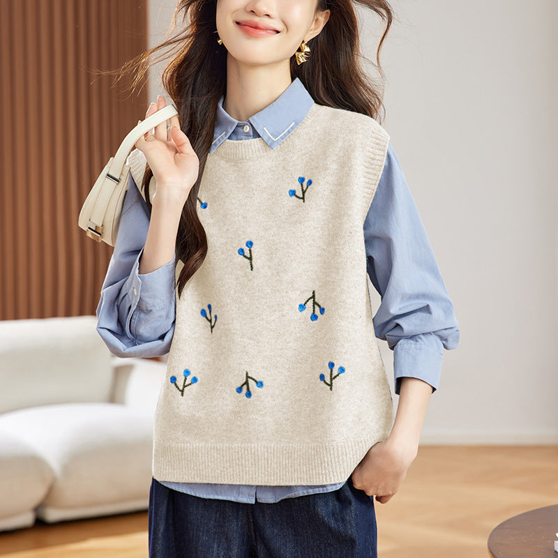 Pulôver floral - V-neck Buttons