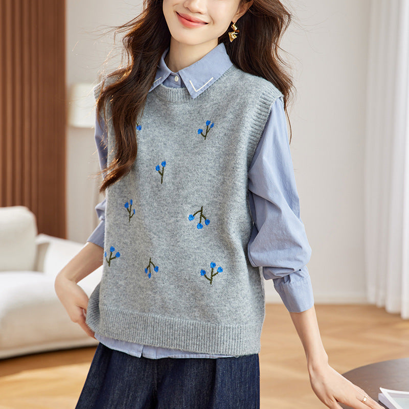 Pulôver floral - V-neck Buttons