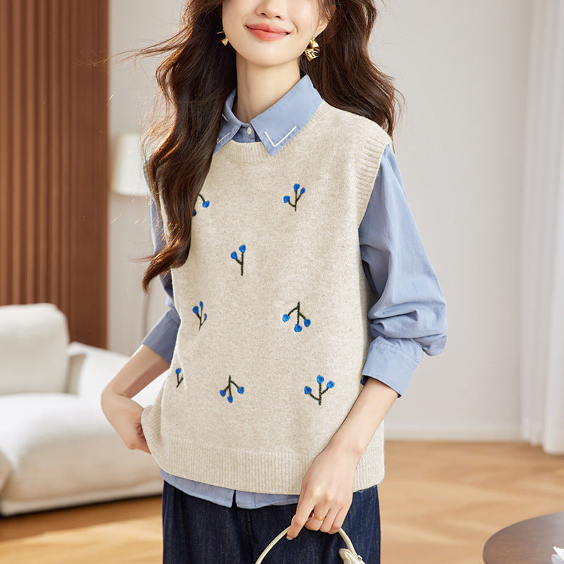 Pulôver floral - V-neck Buttons